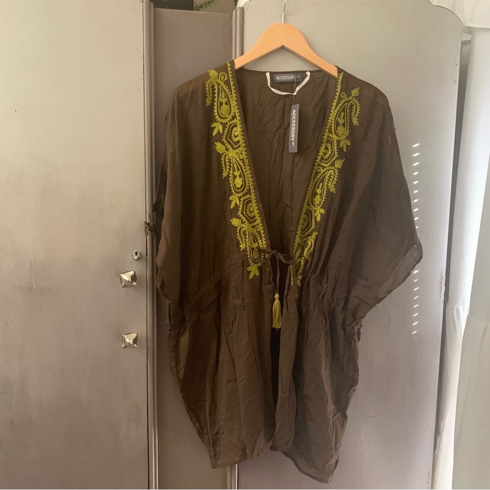 Olive Pop Embroidered Coverup